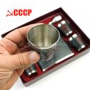 CCCP Likérka ploskačka súprava 18 Oz so 4 pohárikmi