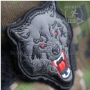 Angry Wolf Head - red grey 3D nášivka PVC