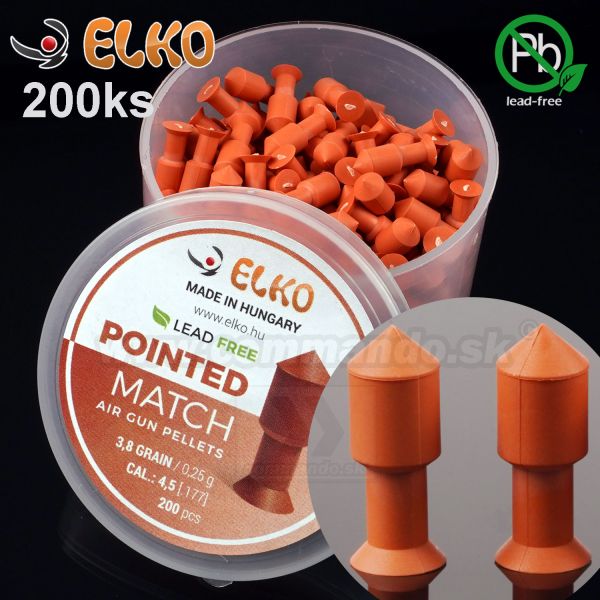 Elko POINTED MATCH Diabolo 200ks 4,5mm 0,25g Lead Free