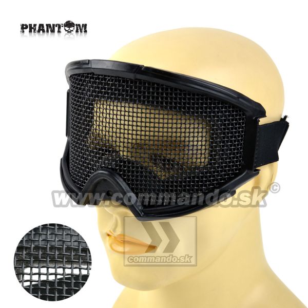 Phantom Taktické okuliare Mesh Goggle Black s mriežkou