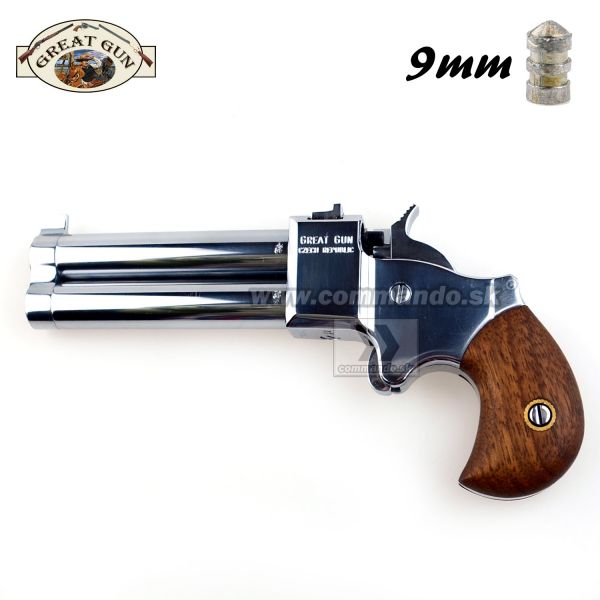 Perkusná pištoľ Derringer 9mm 3" Chrom Great Gun