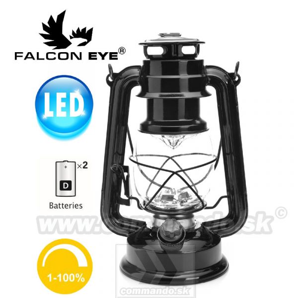 Lampáš čierny Falcon Eye 15 LED Retro Black Latern