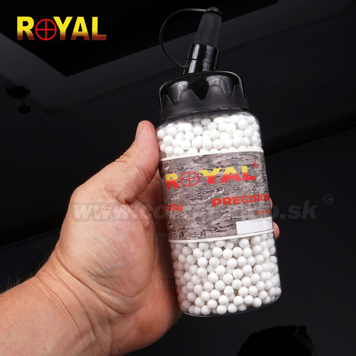 Airsoft guličky BBs 0,12g 2000 ks 6mm biele ROYAL Precision Commando.sk