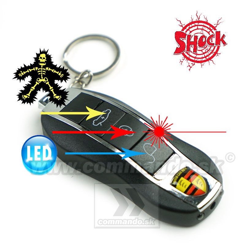 Kľúčenka Shock Car Key s Laserom a Ledkou | Commando.sk