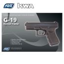 Airsoft Pistol G19 Glock KWA ASG Black GBB