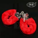 Plyšové putá MFH červené Handcuffs Red