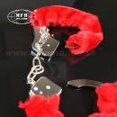 Plyšové putá MFH červené Handcuffs Red