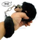 Plyšové putá MFH čierne HandCuffs Black Plush