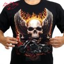 Tričko Skull Motorcycles Wings Rock Chang 4418 T-Shirt