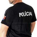 Polícia Tričko čierne s potlačou + znak Policia na rukáve