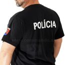 Polícia Tričko čierne s potlačou + znak Policia na rukáve