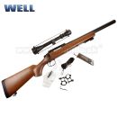 Airsoft Sniper Well MB02H WOOD Set ASG 6mm