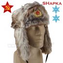 Ruská čiapka ušianka SHAPKA CCCP kožušinová baranica, hnedá