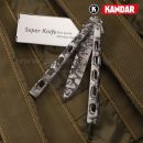 Motýlik Balisong N291 XL Skull Diver zatvárací nôž Kandar®