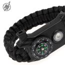 Survival Black Paracord LED náramok kresadlo + kompas Barbaric®