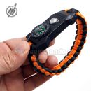 Survival Orange Paracord LED náramok kresadlo + kompas Barbaric®