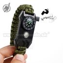 Survival Green Paracord LED náramok kresadlo + kompas Barbaric®