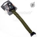 Survival Green Paracord LED náramok kresadlo + kompas Barbaric®