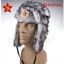 Ruská čiapka ušianka SHAPKA CCCP kožušinová baranica biela