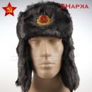 Ruská čiapka ušianka SHAPKA CCCP kožušinová baranica čierna