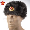 Ruská čiapka ušianka SHAPKA CCCP kožušinová baranica čierna