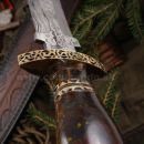 Damaškový veľký nôž s koženým puzdrom 32562 Damascus