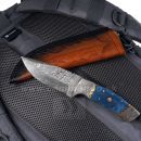 Damaškový nôž Blue Bone s koženým puzdrom 32567 Damascus