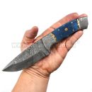 Damaškový nôž Blue Bone s koženým puzdrom 32567 Damascus