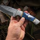 Damaškový nôž Blue Bone s koženým puzdrom 32567 Damascus