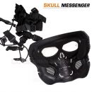 Airsoft maska SKULL MESSENGER Black Tactical + zapínanie pre FAST helmu