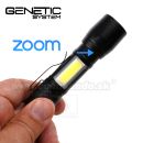 GENETIC Systems Mini LED Q5 COB USB svietidlo Zoom Mini Flashlite