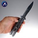 DAMASCUS GreyBlack 3D Motýlik zatvárací nôž 02218