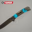 Damaškový nôž Damascus knife Blue Mesh HoneyComb Kandar N614
