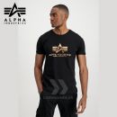 Alpha Industries Tričko Basic Foil Print black/gold