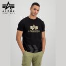 Alpha Industries Tričko Basic Foil Print black/yellow gold