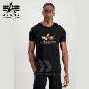 Alpha Industries Tričko Basic Foil Print black/gold