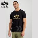 Alpha Industries Tričko Basic Foil Print black/yellow gold