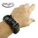 Barbaric Survival Green Paracord náramok s kresadlom a kompasom