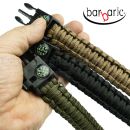 Barbaric Survival Green Paracord náramok s kresadlom a kompasom