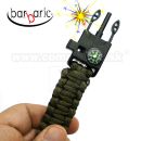 Barbaric Survival Green Paracord náramok s kresadlom a kompasom