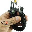 Barbaric Survival Black Paracord náramok s kresadlom a kompasom