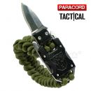 Survival Paracord Emergency multi náramok s nožom olive green