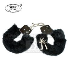 Plyšové putá MFH čierne HandCuffs Black Plush