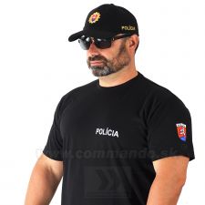 Polícia Tričko čierne s potlačou + znak Policia na rukáve
