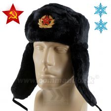 Ruská čiapka ušianka  - čierna
