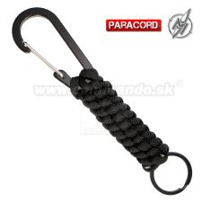 Carabiner Paracord čierny prívesok s krúžkom Barbaric®