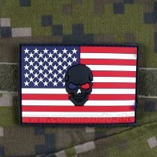 3D nášivka PVC vlajka USA s lebkou