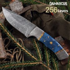 Damaškový nôž s koženým puzdrom 32567 Damascus