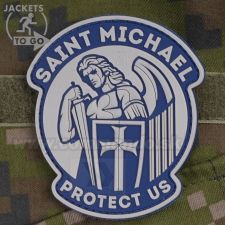 Svätý Michal LightBlue 3D nášivka PVC Saint Michael Protect Us