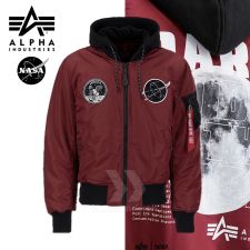 Alpha Industries Bunda MA-1 VF Hood Dark Side burgundy